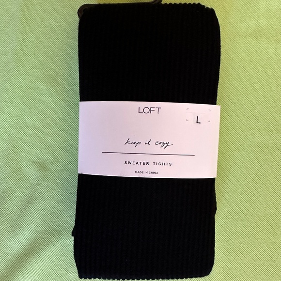 ANN TAYLOR LOFT RIBBED SWEATER TIGHTS:NWT BLACK  L - Picture 1 of 4